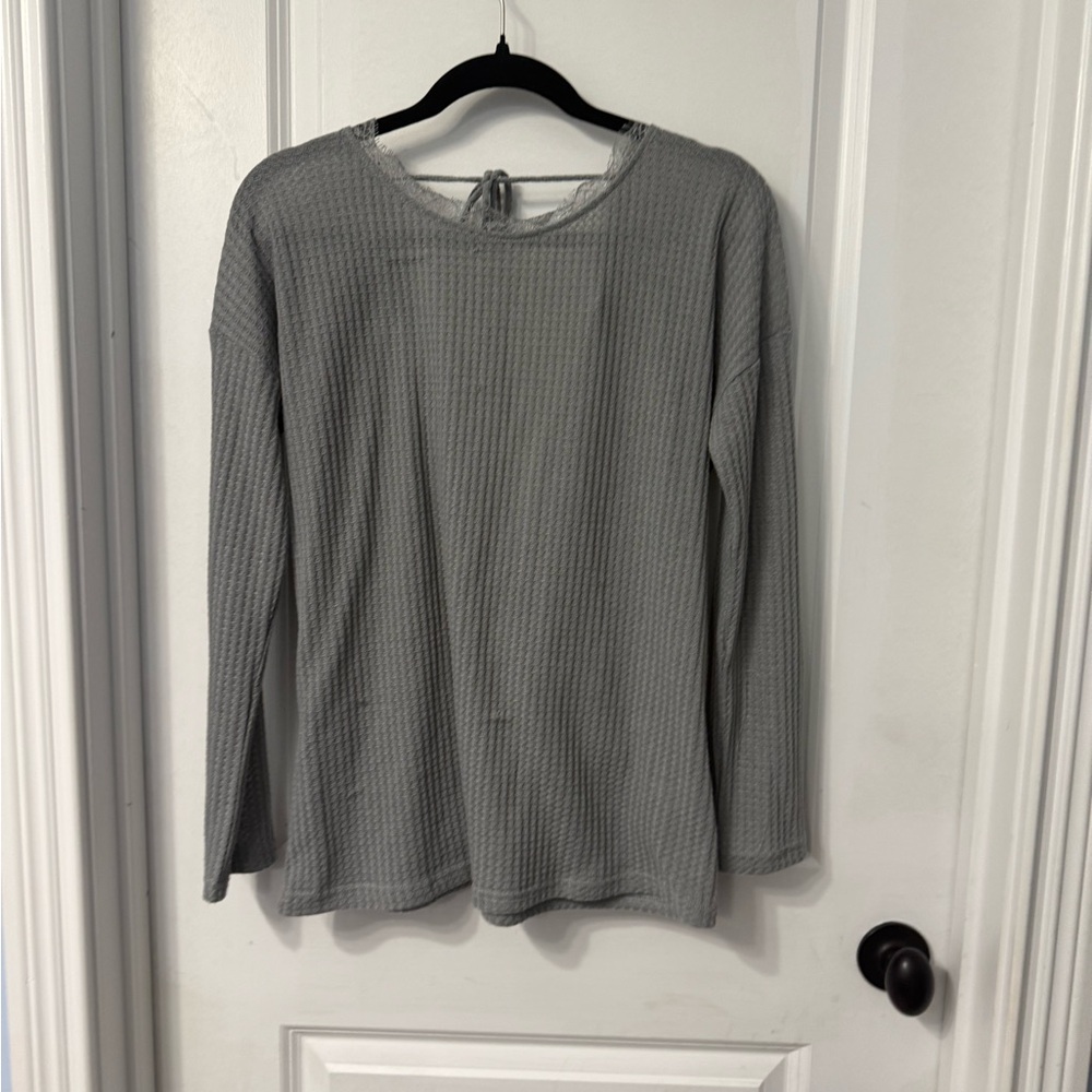 Elegant Gray Long Sleeve Women's Top
